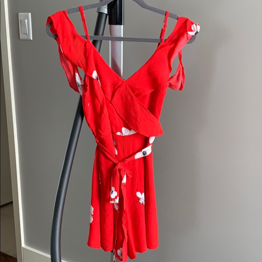 Bardot Wrap Style Romper - Poppies Pattern - image 3